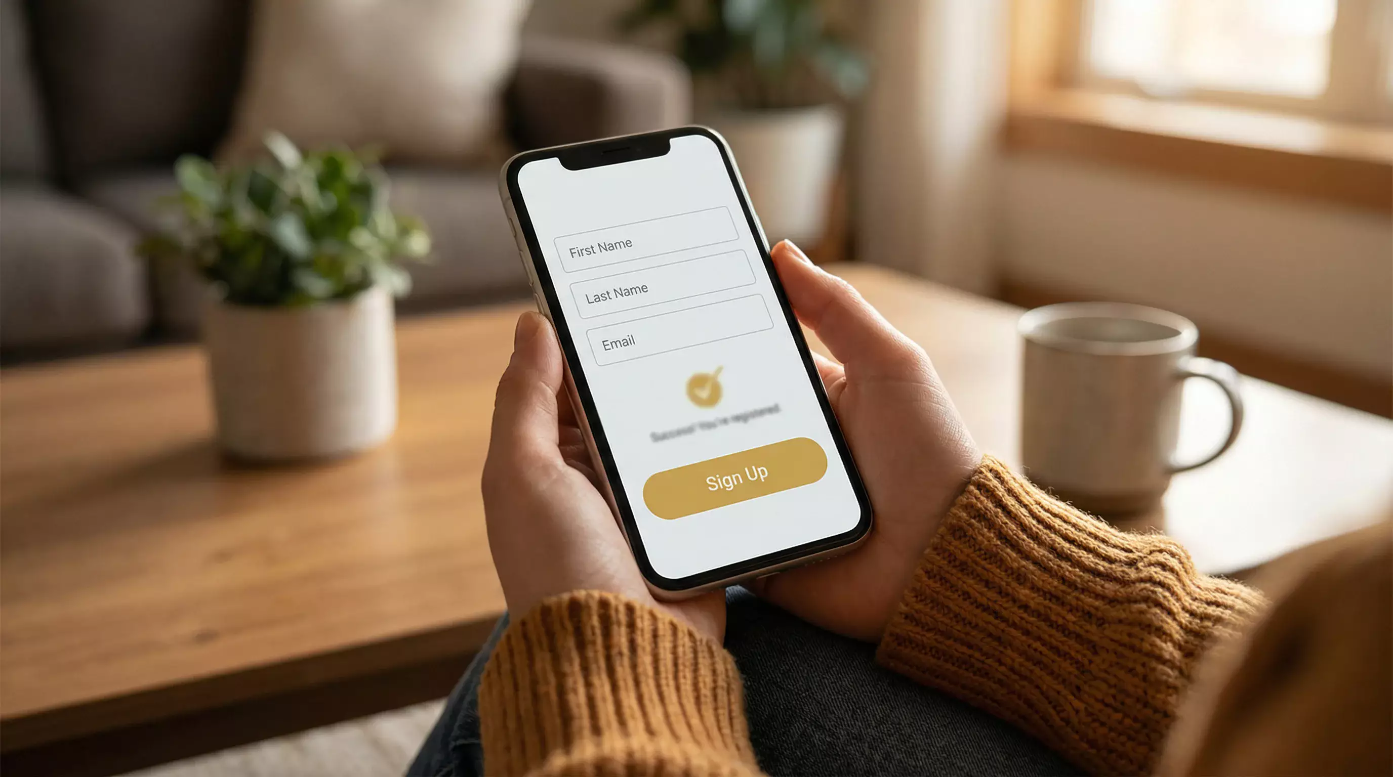 User completing sweepstakes casino registration form on smartphone