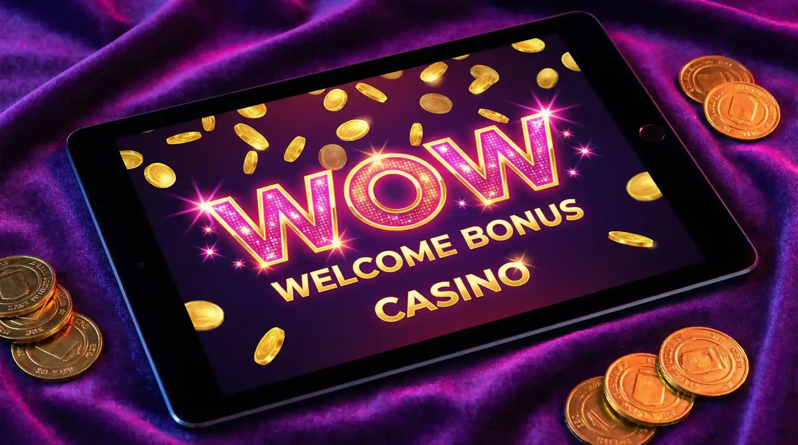 WOW Vegas welcome bonus display with free WOW Coins and Sweeps Coins